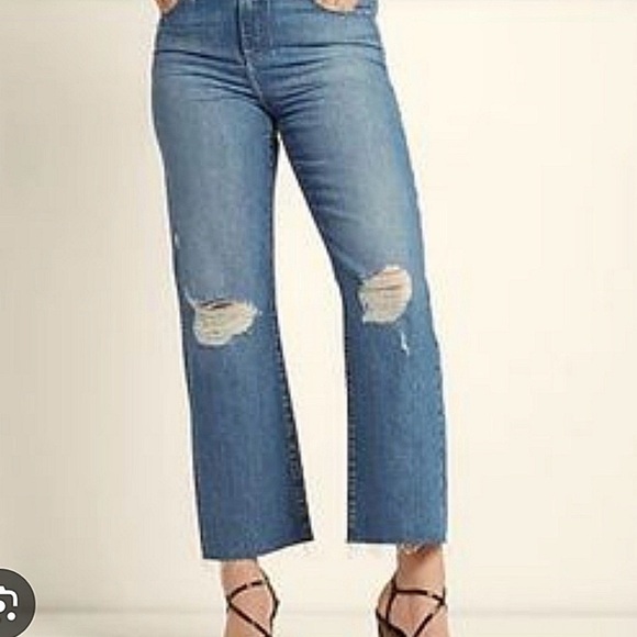 Express Denim - Express Super High Waisted Ripped Modern Straight Jeans